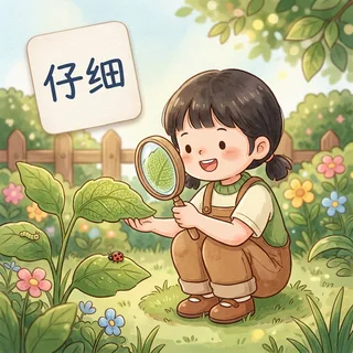 仔细 (zǐ xì) — careful