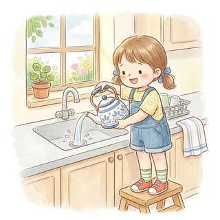 倒水 (dào shuǐ) — pour away the water