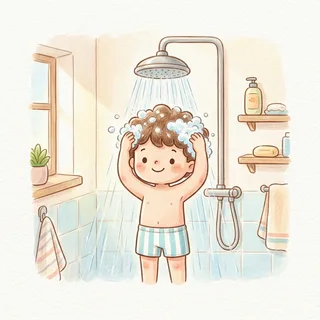 冲凉 (chōng liáng) — take a shower