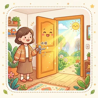 开门 (kāi mén) — open the door