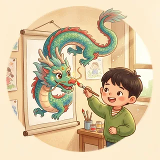 画龙点睛 (huà lóng diǎn jīng) — add the finishing touch