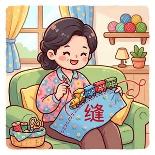 缝 (fèng) — sew